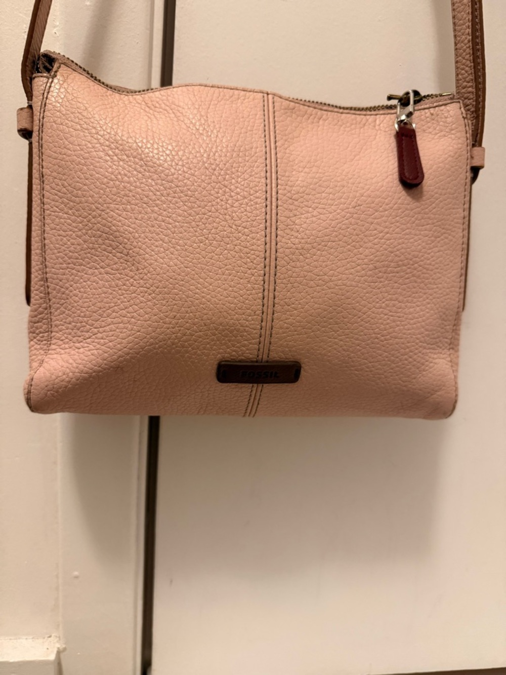 Fossil Pink Leather Crossbody Y2K Vintage Clean Adjustable Strap - Picture 8 of 13